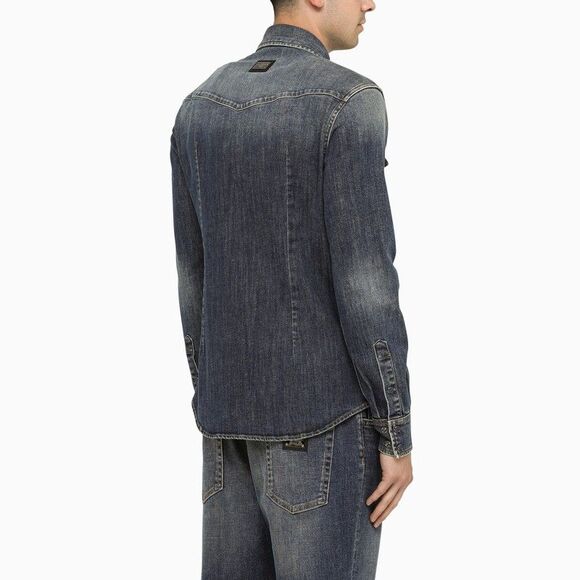 Dolce&Gabbana Blue Slim Denim Shirt - Picture 3 of 4